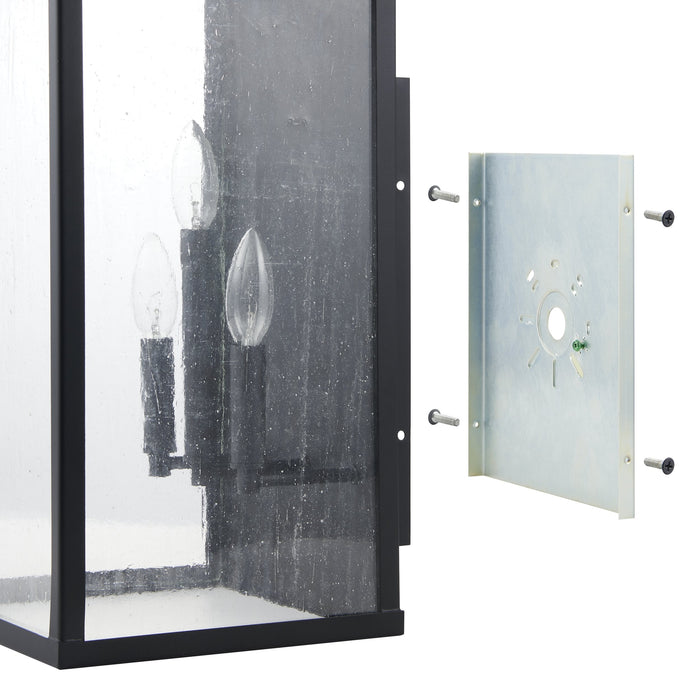 Exterior Wall Sconce Thesis 207129A Overton 20 inch 3 light Matte Black Exterior Wall Sconce with Clear Antique Glass THESIS