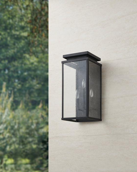 Exterior Wall Sconce Thesis 207129A Overton 20 inch 3 light Matte Black Exterior Wall Sconce with Clear Antique Glass THESIS