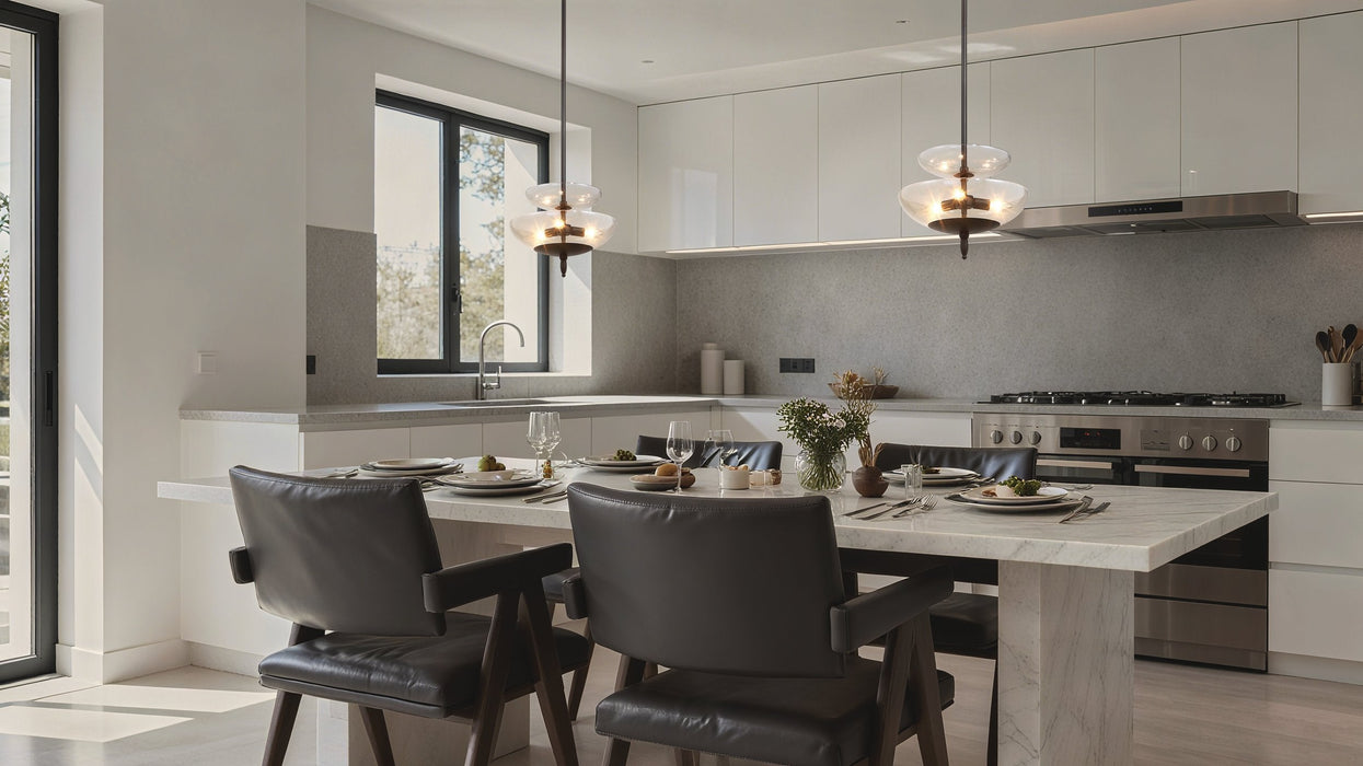 Convertible Pendant Thesis 207785A Fiorello 14 inch 3 light Forged Bronze Convertible Pendant with Smoked Amber Glass Shades THESIS