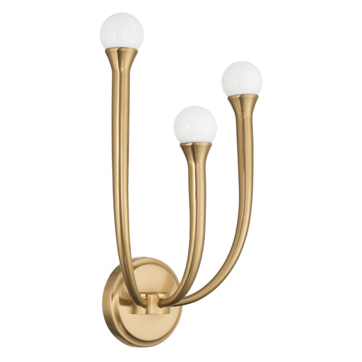 Wall Sconce Thesis 207259A Dahlia 18 inch 3 light Brass Wall Sconce with Opal Glass Shades THESIS