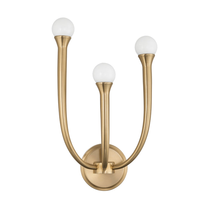 Wall Sconce Thesis 207259A Dahlia 18 inch 3 light Brass Wall Sconce with Opal Glass Shades THESIS
