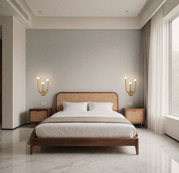 Wall Sconce Thesis 207259A Dahlia 18 inch 3 light Brass Wall Sconce with Opal Glass Shades THESIS