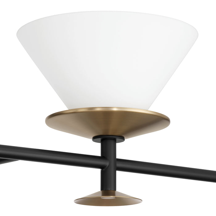 Vanity Light Thesis 207325A Tremolo 42 inch 4 light Matte Black and Champagne Gold Vanity Light with Etched Opal Glass THESIS