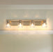 Vanity Light Thesis 207668A Dryden 32 inch 4 light Champagne Gold Vanity Light with Clear Ribbed Glass Shades THESIS