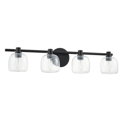 Vanity Light Thesis 207016A Valentina 30 inch 4 light Matte Black Vanity Light with Clear Glass Shades THESIS
