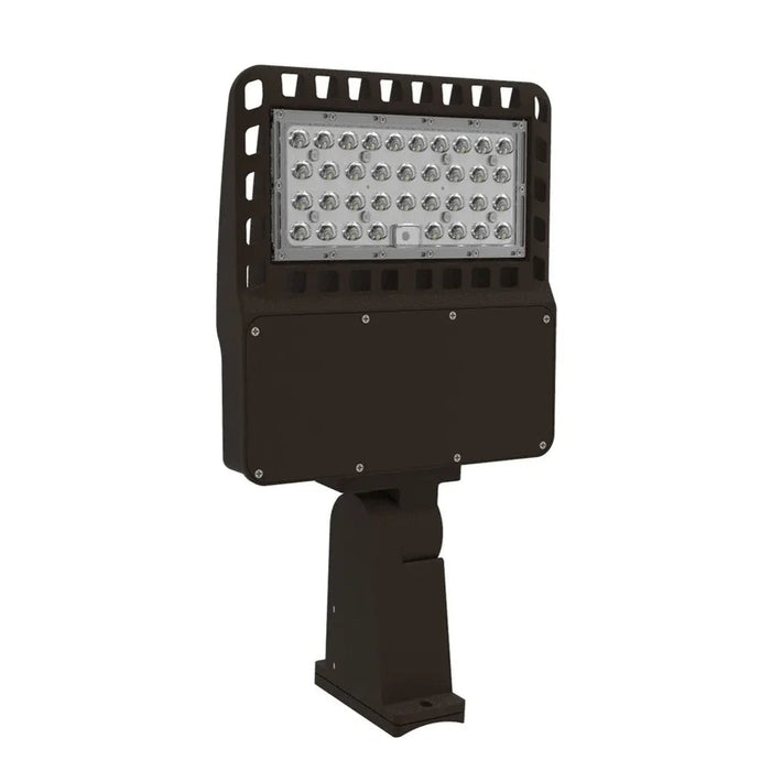 Black outdoor flood light on a white background