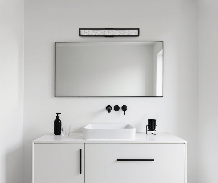 Vanity Light Thesis 207703A Courtney 32 inch Textured Black 5CCT LED Vanity Light with Clear Water Glass THESIS