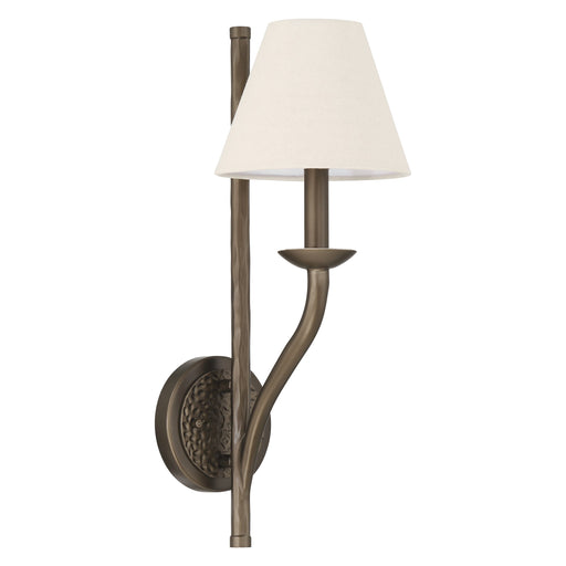 Wall Sconce Thesis 207341A Bethany 19 inch 1 light Forged Bronze Wall Sconce with Natural Linen Shade THESIS