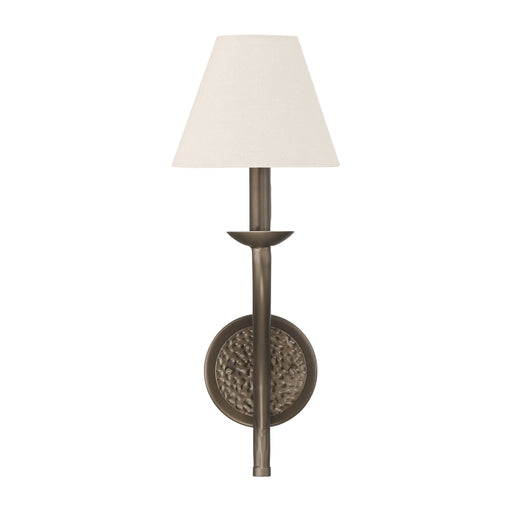 Wall Sconce Thesis 207341A Bethany 19 inch 1 light Forged Bronze Wall Sconce with Natural Linen Shade THESIS