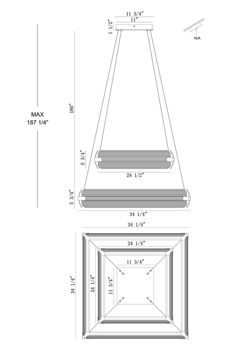 Eurofase 50054-022 Neoness 34" Matte Black LED Chandelier