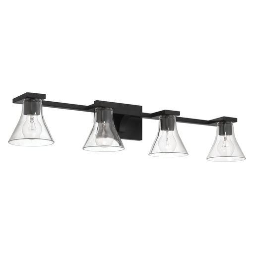 Vanity Light Thesis 207664A Gilford 33 inch 4 light Matte Black Vanity Light with Clear Glass Shades THESIS