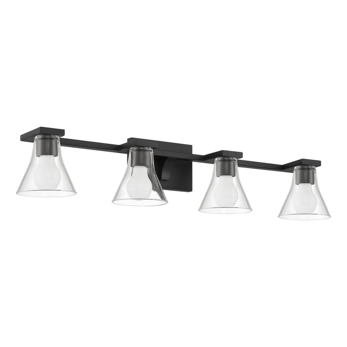 Vanity Light Thesis 207664A Gilford 33 inch 4 light Matte Black Vanity Light with Clear Glass Shades THESIS
