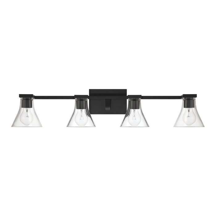 Vanity Light Thesis 207664A Gilford 33 inch 4 light Matte Black Vanity Light with Clear Glass Shades THESIS
