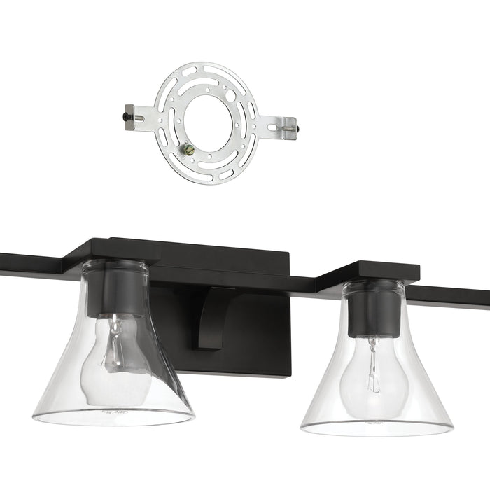 Vanity Light Thesis 207664A Gilford 33 inch 4 light Matte Black Vanity Light with Clear Glass Shades THESIS