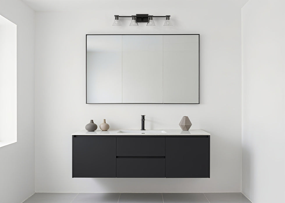 Vanity Light Thesis 207664A Gilford 33 inch 4 light Matte Black Vanity Light with Clear Glass Shades THESIS