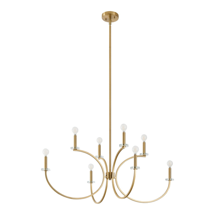 Chandelier Thesis 206935A Florian 44 inch 8 light Brushed Gold and Clear Glass Chandelier THESIS