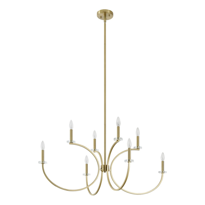 Chandelier Thesis 206935A Florian 44 inch 8 light Brushed Gold and Clear Glass Chandelier THESIS