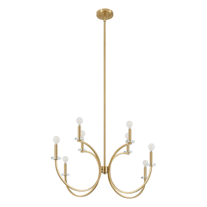 Chandelier Thesis 206935A Florian 44 inch 8 light Brushed Gold and Clear Glass Chandelier THESIS
