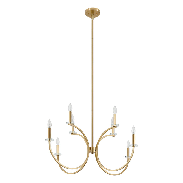 Chandelier Thesis 206935A Florian 44 inch 8 light Brushed Gold and Clear Glass Chandelier THESIS