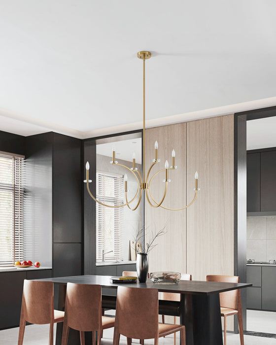 Chandelier Thesis 206935A Florian 44 inch 8 light Brushed Gold and Clear Glass Chandelier THESIS