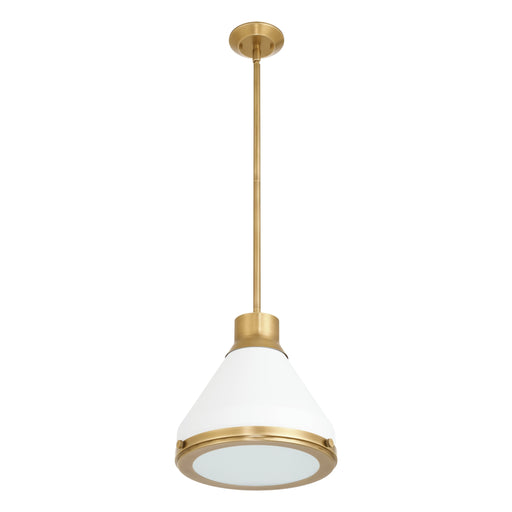Pendant Light Thesis 207397A Doyle 13 inch 1 light Natural Brass Pendant Light with Matte White Metal Shade THESIS