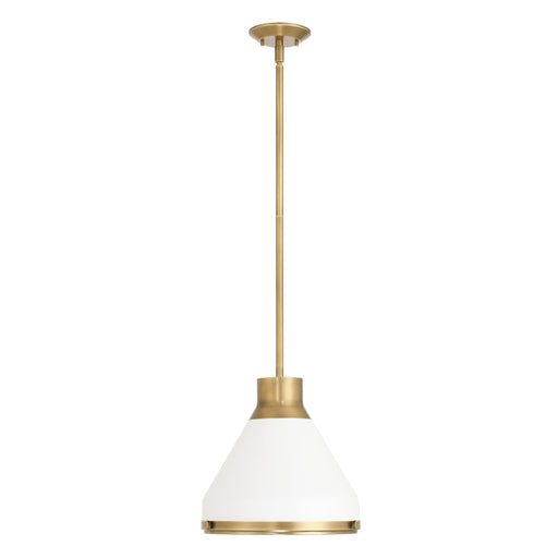 Pendant Light Thesis 207397A Doyle 13 inch 1 light Natural Brass Pendant Light with Matte White Metal Shade THESIS