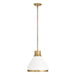 Pendant Light Thesis 207397A Doyle 13 inch 1 light Natural Brass Pendant Light with Matte White Metal Shade THESIS