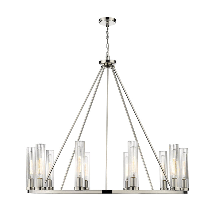 Chandelier Z-Lite 3031-10PN Polished Nickel Beau 10 Light Chandelier Z-Lite
