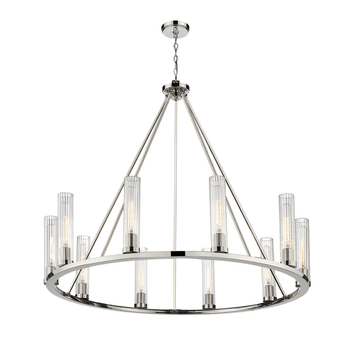 Chandelier Z-Lite 3031-10PN Polished Nickel Beau 10 Light Chandelier Z-Lite