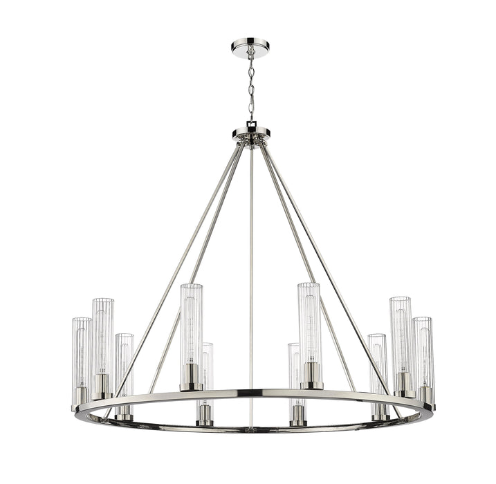 Chandelier Z-Lite 3031-10PN Polished Nickel Beau 10 Light Chandelier Z-Lite