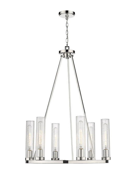 Chandelier Z-Lite 3031-6PN Polished Nickel Beau 6 Light Chandelier Z-Lite