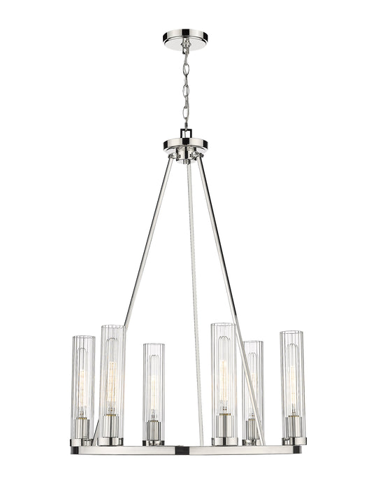 Chandelier Z-Lite 3031-6PN Polished Nickel Beau 6 Light Chandelier Z-Lite