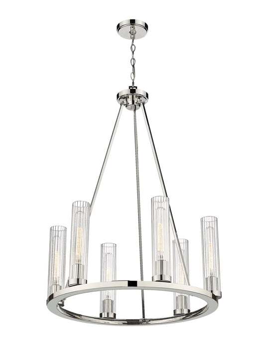 Chandelier Z-Lite 3031-6PN Polished Nickel Beau 6 Light Chandelier Z-Lite