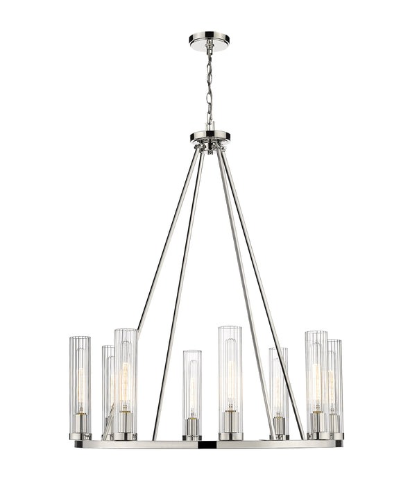 Chandelier Z-Lite 3031-8PN Polished Nickel Beau 8 Light Chandelier Z-Lite