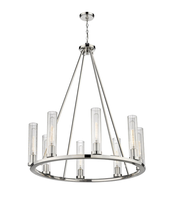 Chandelier Z-Lite 3031-8PN Polished Nickel Beau 8 Light Chandelier Z-Lite