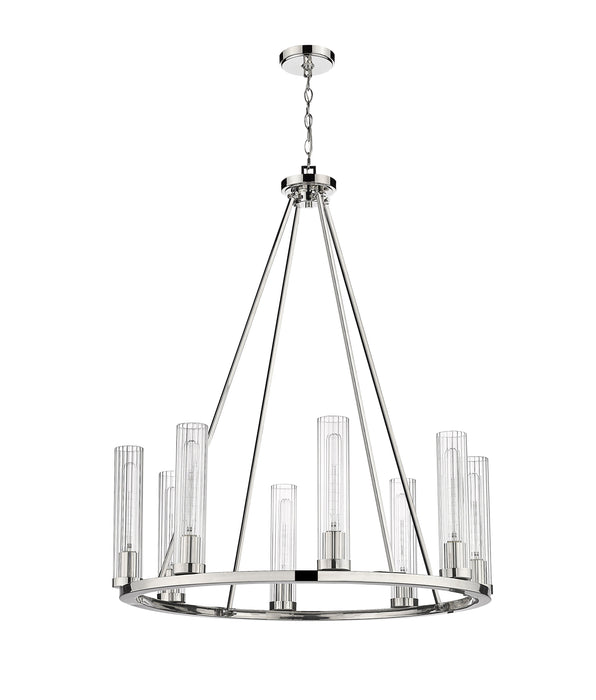 Chandelier Z-Lite 3031-8PN Polished Nickel Beau 8 Light Chandelier Z-Lite