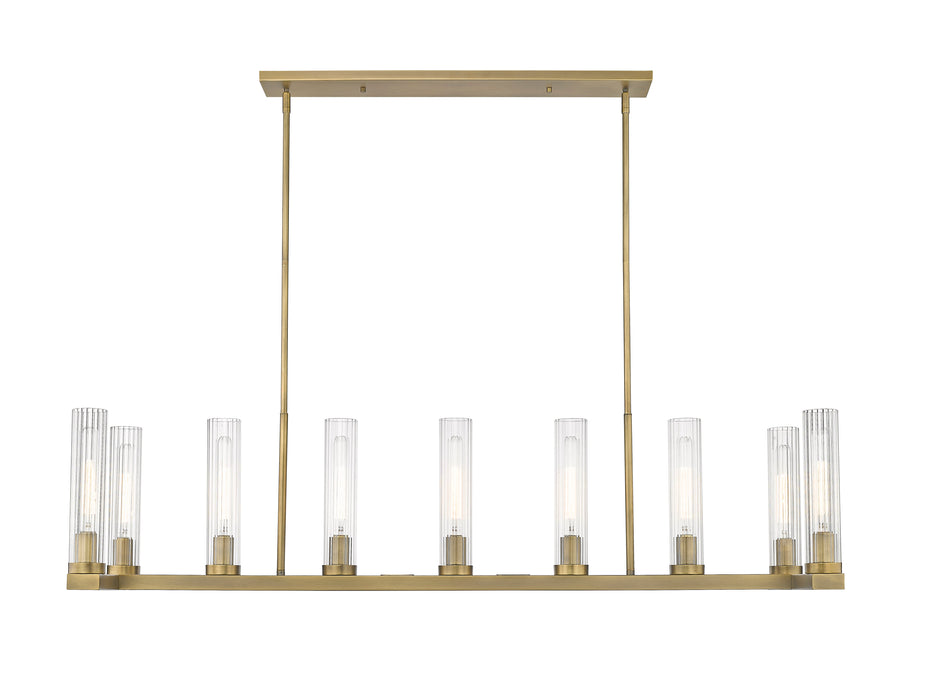 Linear Chandelier Z-Lite 3031-9L-RB Rubbed Brass Beau 9 Light Linear Chandelier Z-Lite