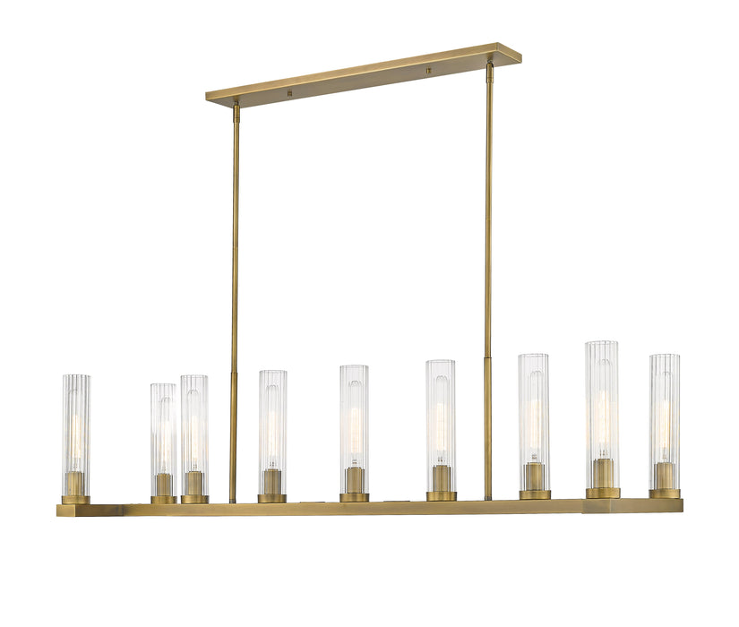 Linear Chandelier Z-Lite 3031-9L-RB Rubbed Brass Beau 9 Light Linear Chandelier Z-Lite