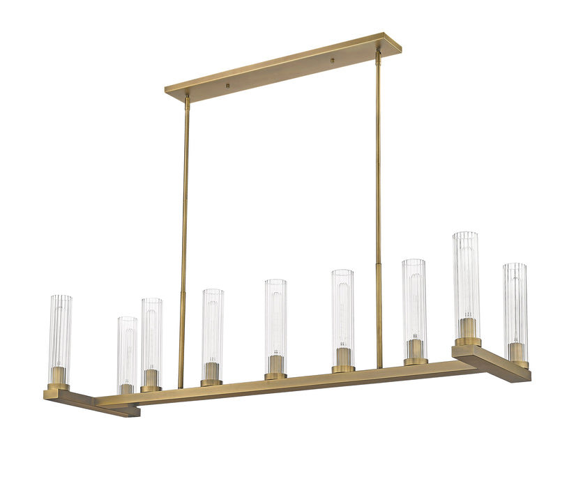 Linear Chandelier Z-Lite 3031-9L-RB Rubbed Brass Beau 9 Light Linear Chandelier Z-Lite