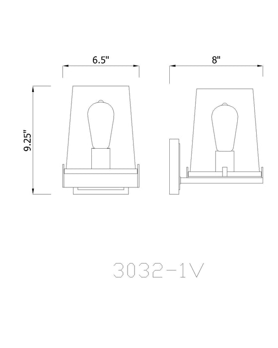 Wall Sconce Z-Lite 3032-1V-MB Matte Black Callista 1 Light Wall Sconce Z-Lite