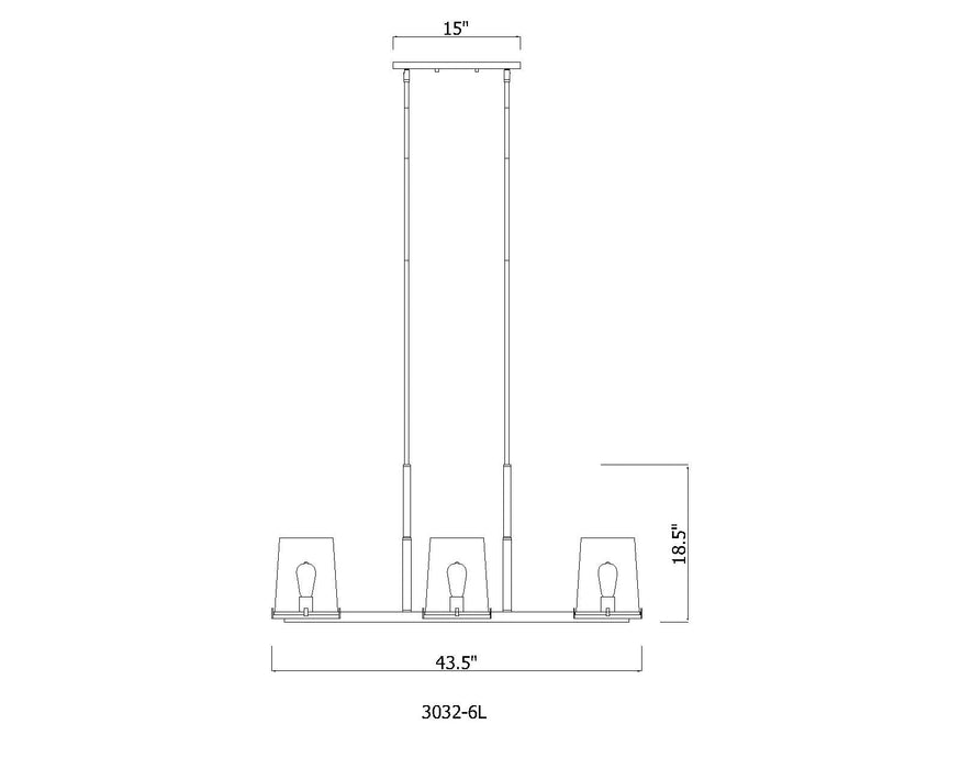 Linear Chandelier Z-Lite 3032-6L-RB Rubbed Brass Callista 6 Light Linear Chandelier Z-Lite