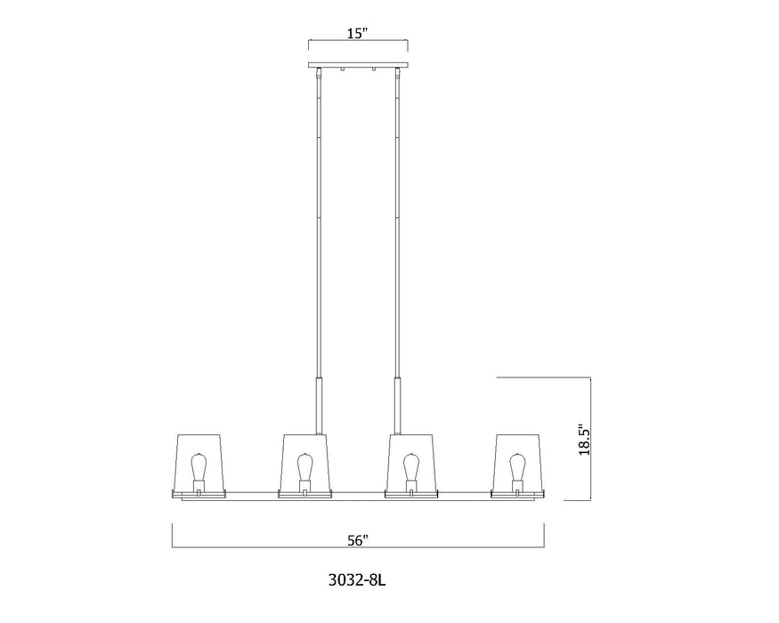Linear Chandelier Z-Lite 3032-8L-PN Polished Nickel Callista 8 Light Linear Chandelier Z-Lite