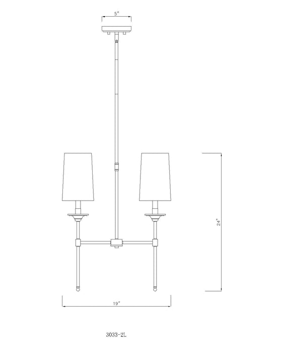 Linear Chandelier Z-Lite 3033-2L-MB Matte Black Emily 2 Light Linear Chandelier Z-Lite