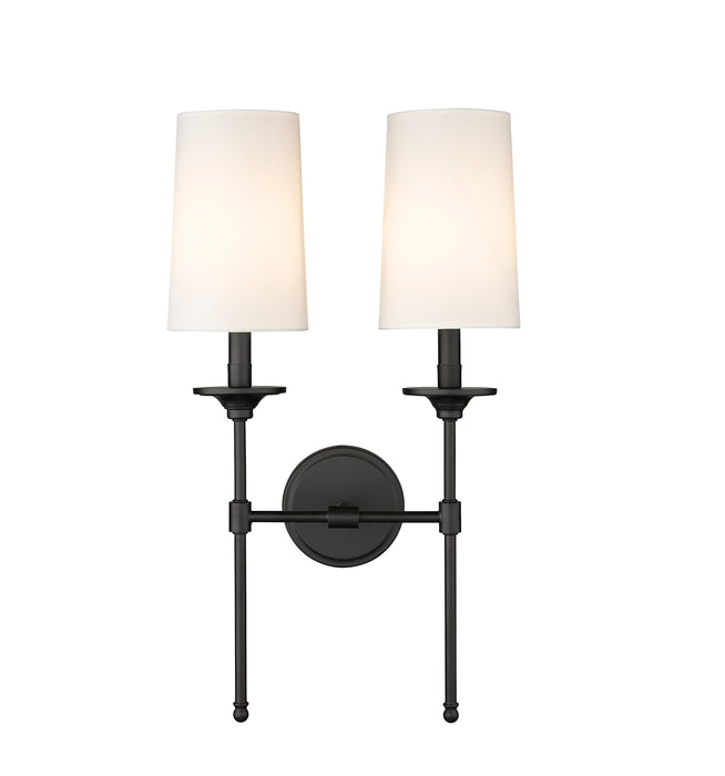 Wall Sconce Z-Lite 3033-2S-MB Matte Black Emily 2 Light Wall Sconce Z-Lite