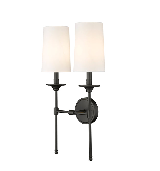 Wall Sconce Z-Lite 3033-2S-MB Matte Black Emily 2 Light Wall Sconce Z-Lite