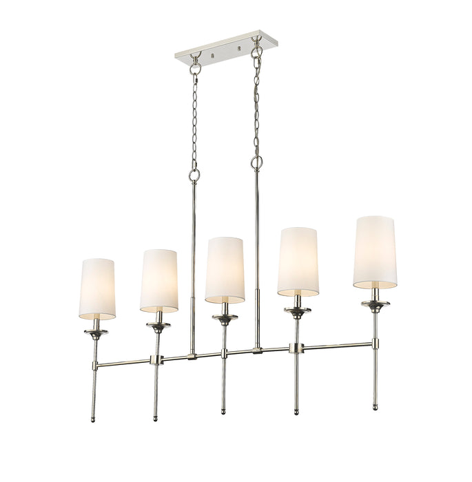 Linear Chandelier Z-Lite 3033-5L-PN Polished Nickel Emily 5 Light Linear Chandelier Z-Lite