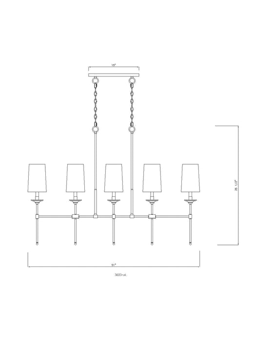 Linear Chandelier Z-Lite 3033-5L-PN Polished Nickel Emily 5 Light Linear Chandelier Z-Lite