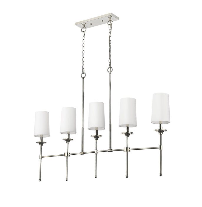 Linear Chandelier Z-Lite 3033-5L-PN Polished Nickel Emily 5 Light Linear Chandelier Z-Lite