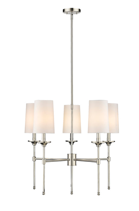 Chandelier Z-Lite 3033-5PN Polished Nickel Emily 5 Light Chandelier Z-Lite
