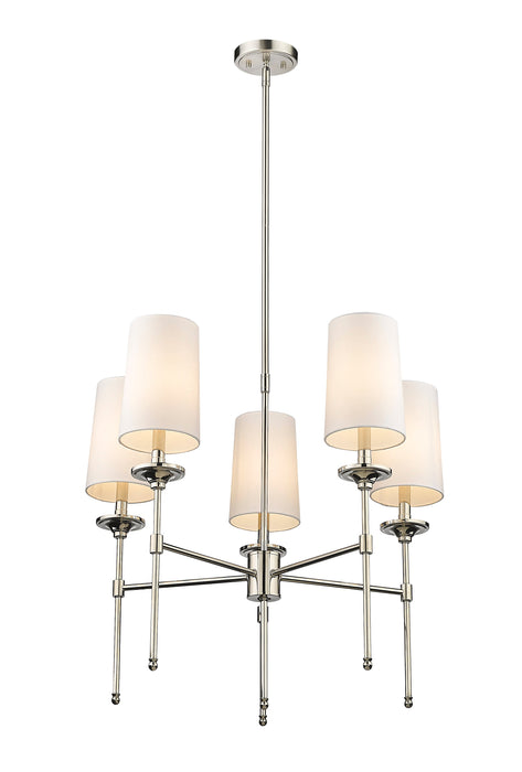 Chandelier Z-Lite 3033-5PN Polished Nickel Emily 5 Light Chandelier Z-Lite